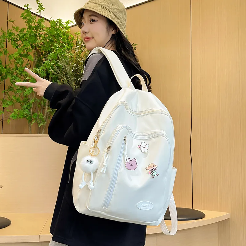 Yalu Nylon Backpack Unisex White/Black/Yellow/Green-4