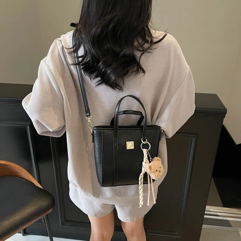 Yalu PU Tote One Shoulder Handbag Women's Black/Ecru/Blue/Pink-4