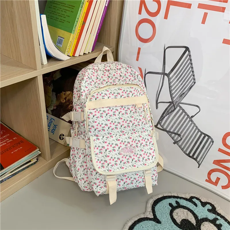 Yalu Nylon Backpack Regular Women's White/Pink/Blue-6