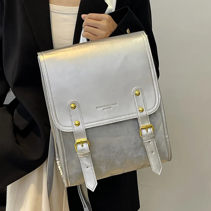 Yalu PU Backpack Women's Pink/Ecru/Silver/Black-16