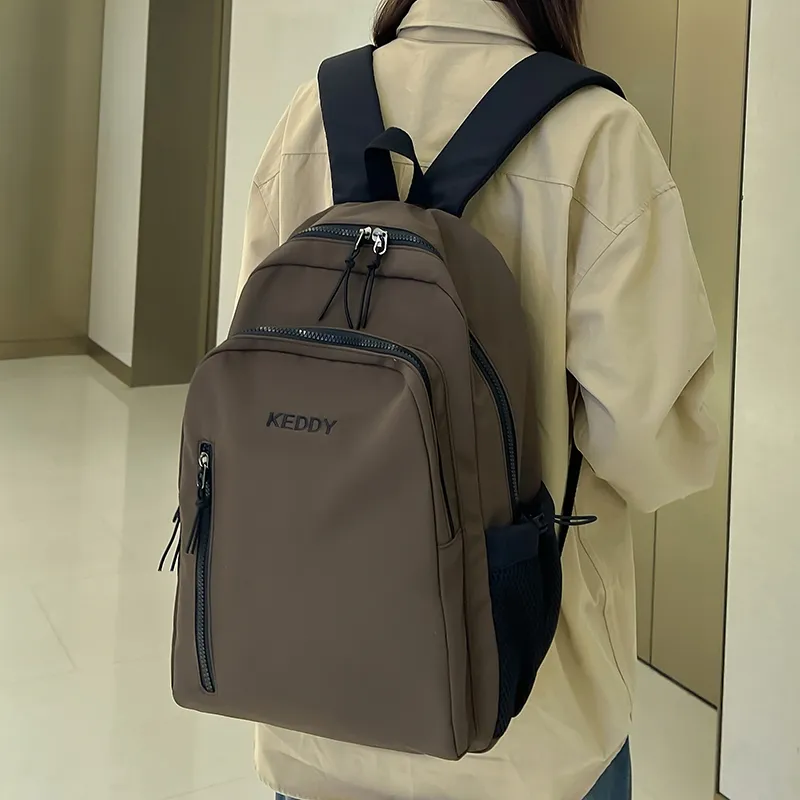 Yalu Nylon Fabric Backpack Regular Unisex White/Black/Coffee/Brown-16