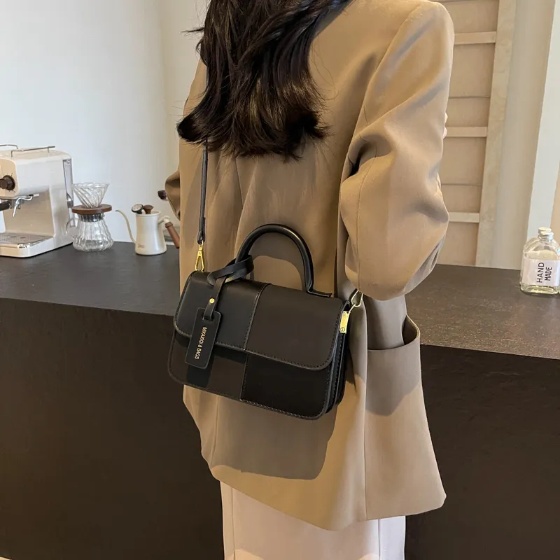 Yalu PU Shoulder Bag, Crossbody Bag, Handbag Women's Black/Ecru/Brown-5