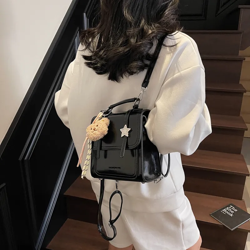 Yalu PU Backpack Unisex Black/Ecru/White Khaki/Silver/Yellow-5