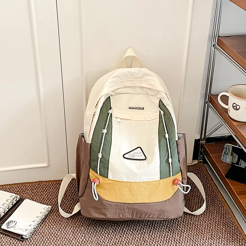 Yalu Nylon Backpack Regular Unisex White Brown/White Green/Gray/Black-13