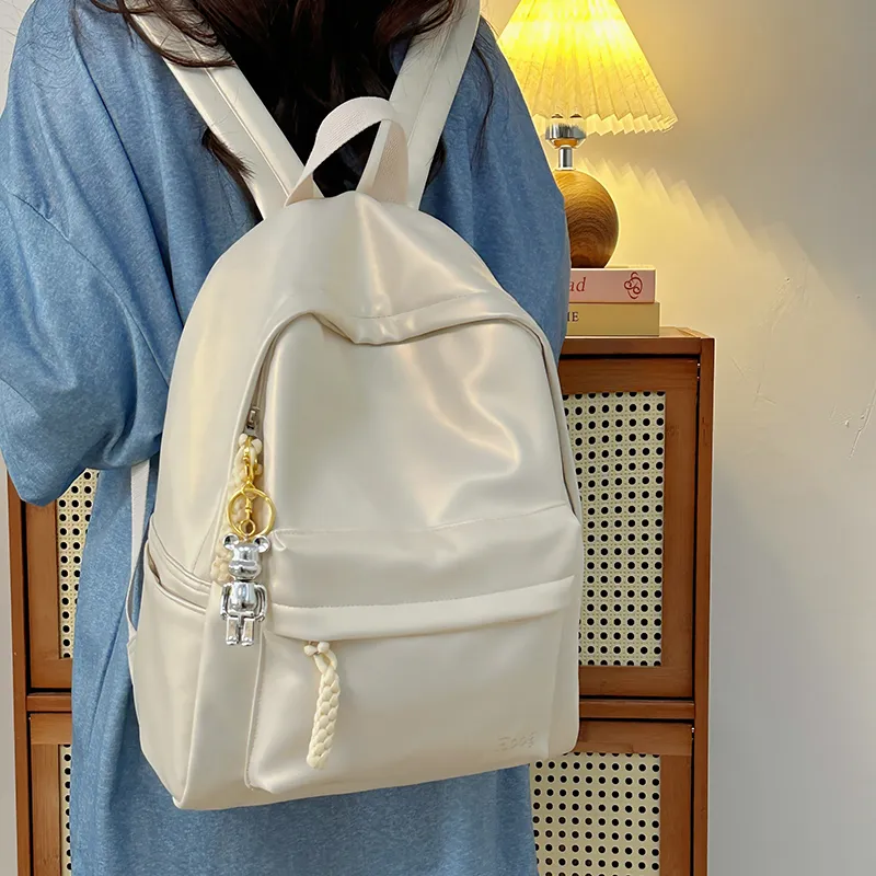 Yalu PU Backpack Unisex Pink/White/Black-9