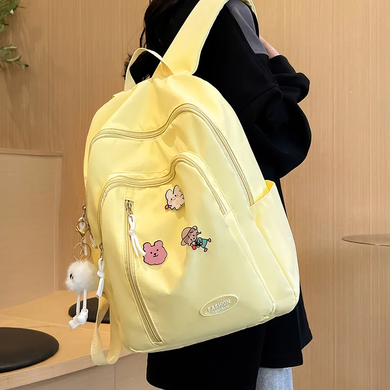 Yalu Nylon Backpack Unisex White/Black/Yellow/Green-16