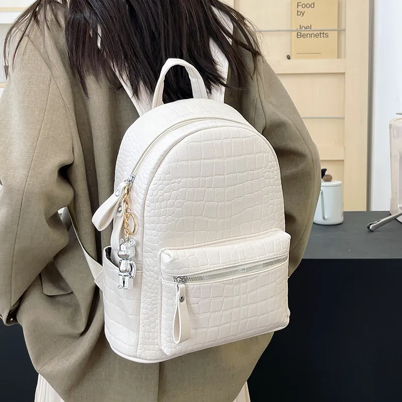 Yalu PU Backpack Women's Black/White-11