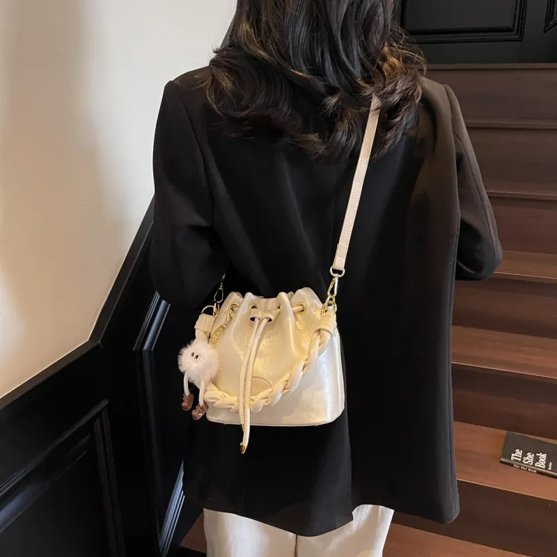 Yalu PU Shoulder Bag, Crossbody Bag, Handbag Regular Women's Black/Pink/Ecru/Silver-18