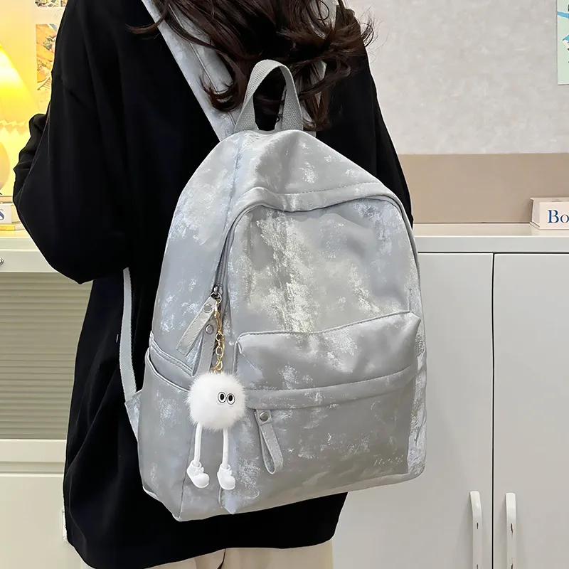 Yalu PU Backpack Regular Unisex White/Silver/Black/Blue/Pink-26