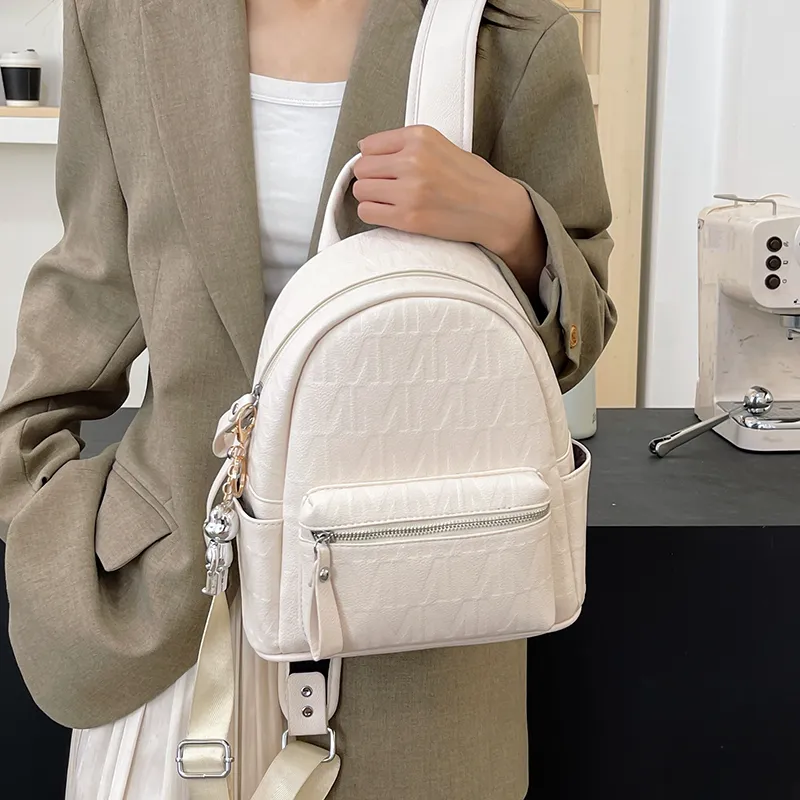 Yalu PU Backpack Women's Black/White-12