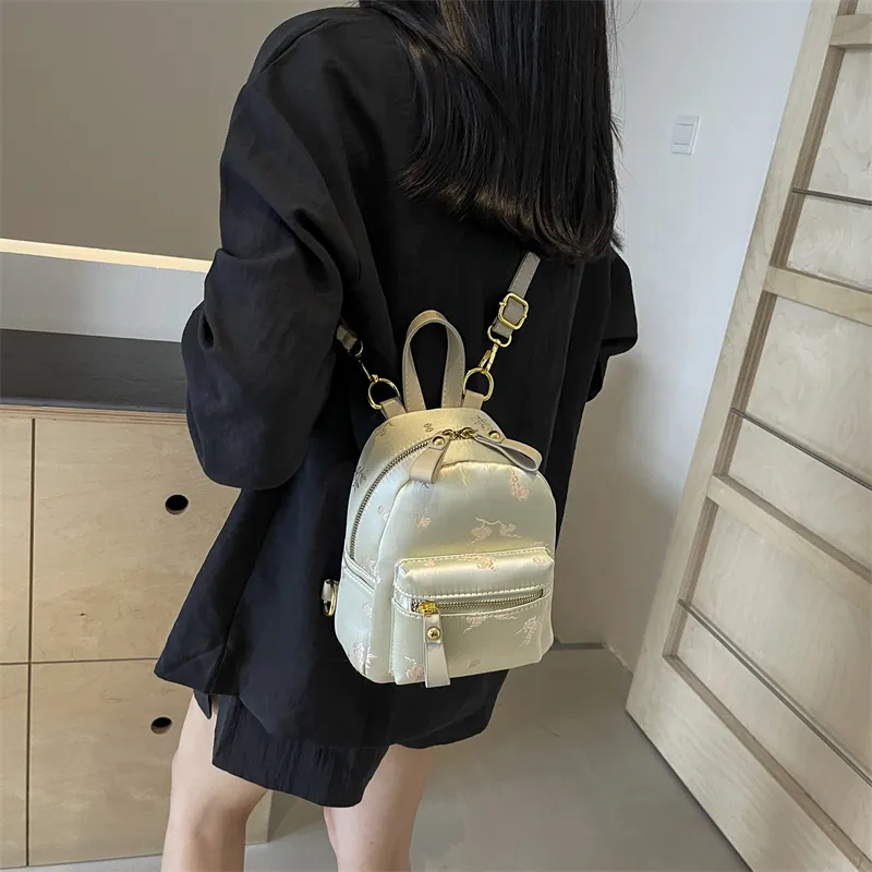 Yalu Canvas One Shoulder Crossbody Backpack Women's Black/Ecru-11
