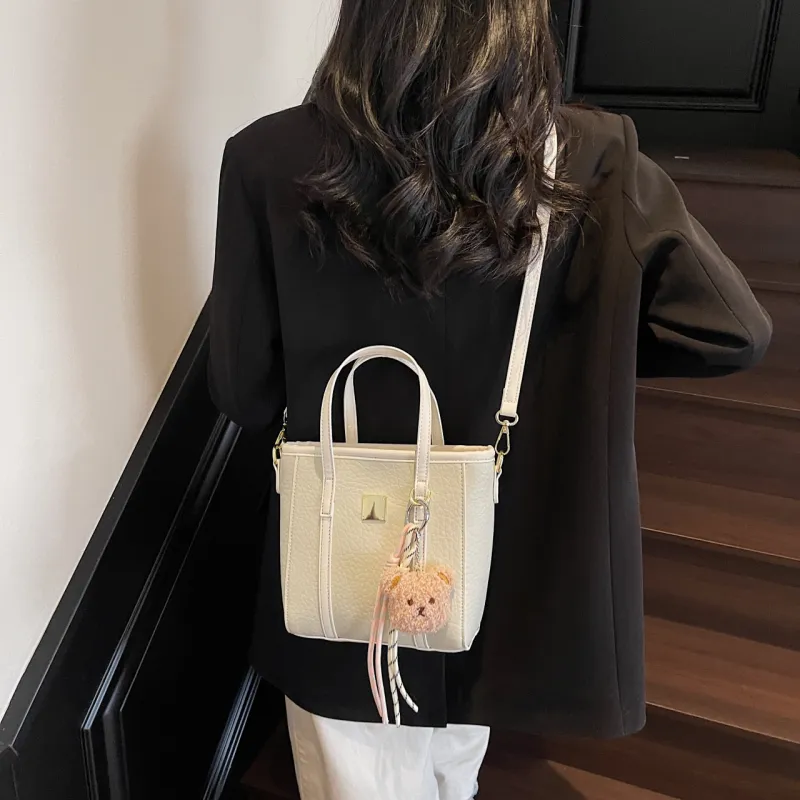 Yalu PU Tote One Shoulder Handbag Women's Black/Ecru/Blue/Pink-11