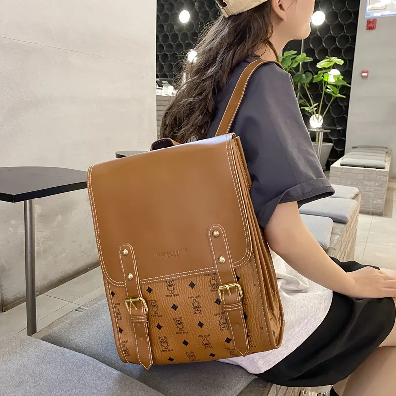 Yalu PU Backpack Women's Khaki/Pink/Coffee/Brown-21