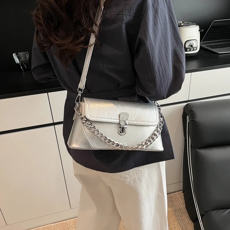 Yalu PU Handbag Women's Silver/Ecru/Khaki/Green/Black-4