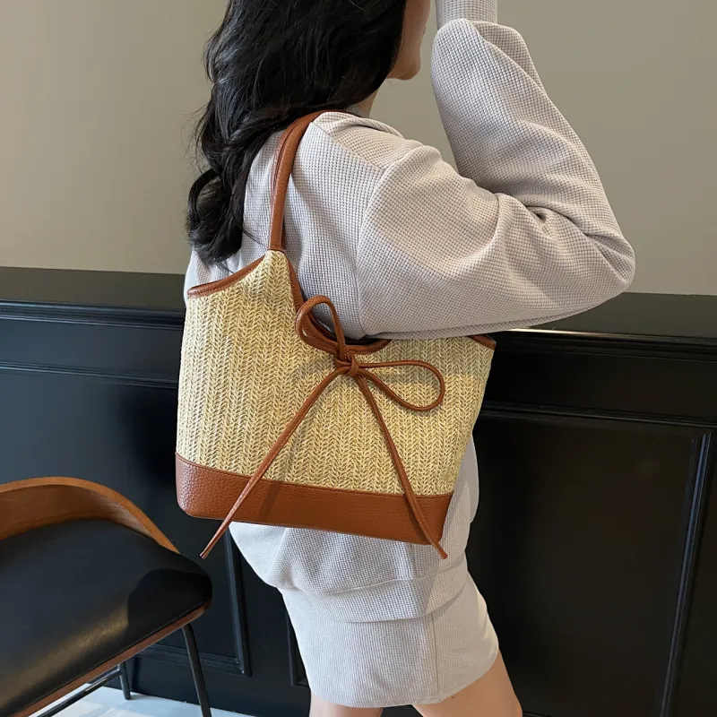 Yalu Straw Woven Shoulder Bag Women's Multicolor-11