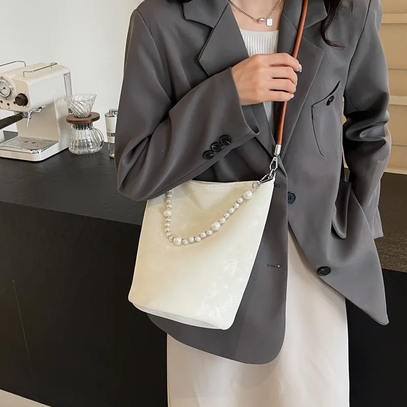 Yalu PU Bucket Bag, Crossbody, One Shoulder Handbag Regular Women's Black/Pink/Ecru/Silver-20