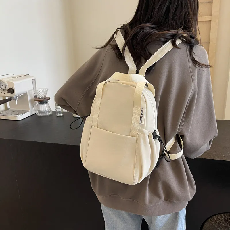 Yalu Fabric Backpack Women's Black/Ecru/Green/Orange-9