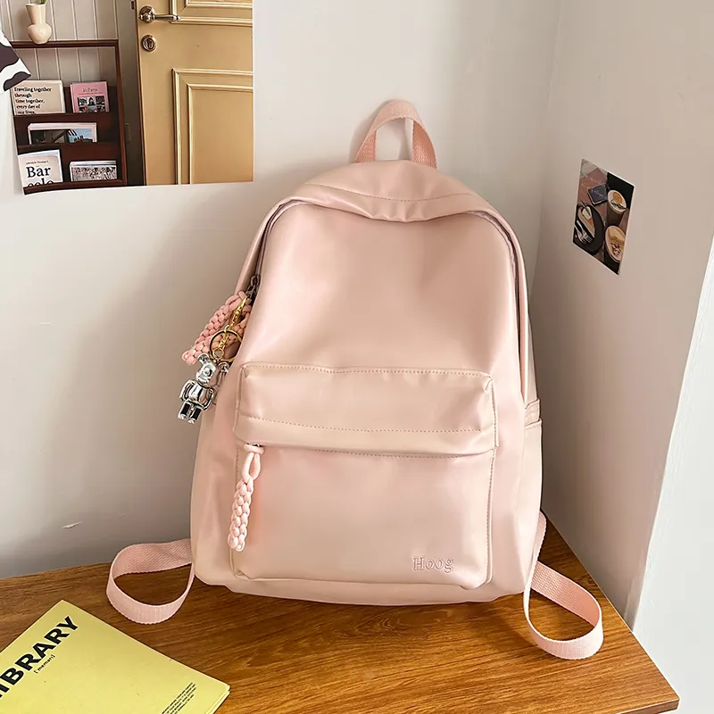 Yalu PU Backpack Unisex Pink/White/Black-1