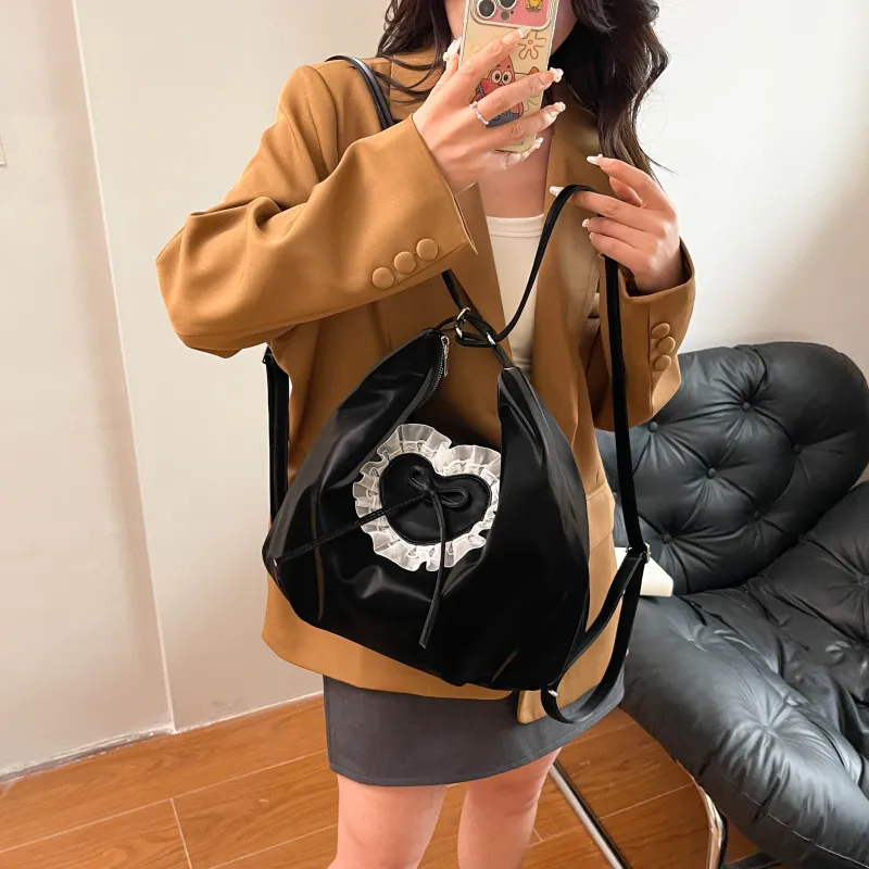 Yalu PU Backpack Shoulder Bag Regular Women's Black/Blue/Pink-3