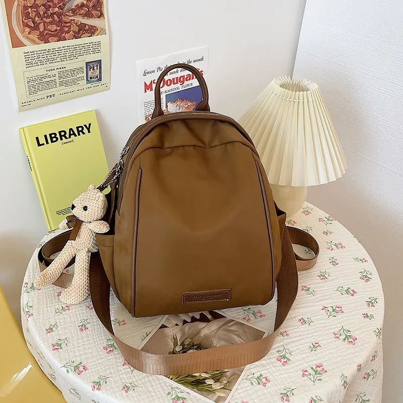 Yalu Nylon Backpack Regular Unisex White/Black/Khaki/Blue/Dark Brown-24