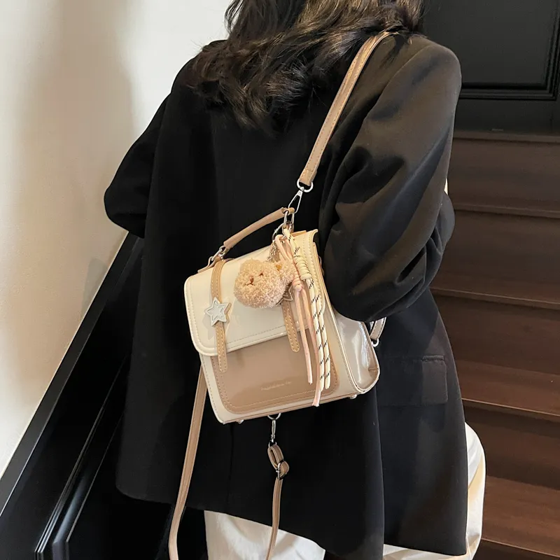 Yalu PU Backpack Unisex Black/Ecru/White Khaki/Silver/Yellow-33
