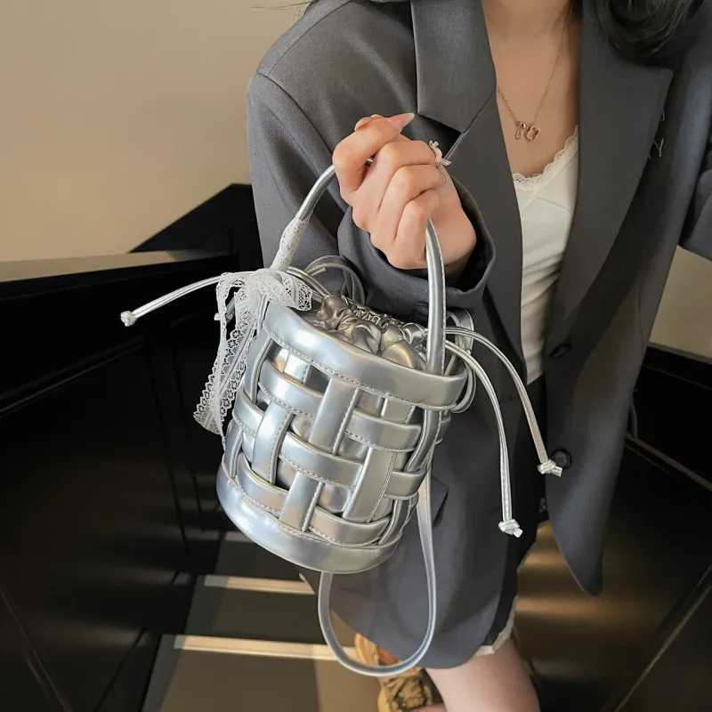 Yalu PU Shoulder Bag, Crossbody Bag, Handbag Regular Women's Black/Ecru/Blue/Silver/Pink-24