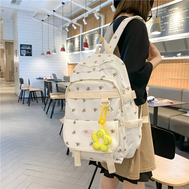 Yalu Nylon Backpack Regular Women's White/Pink/Blue-10