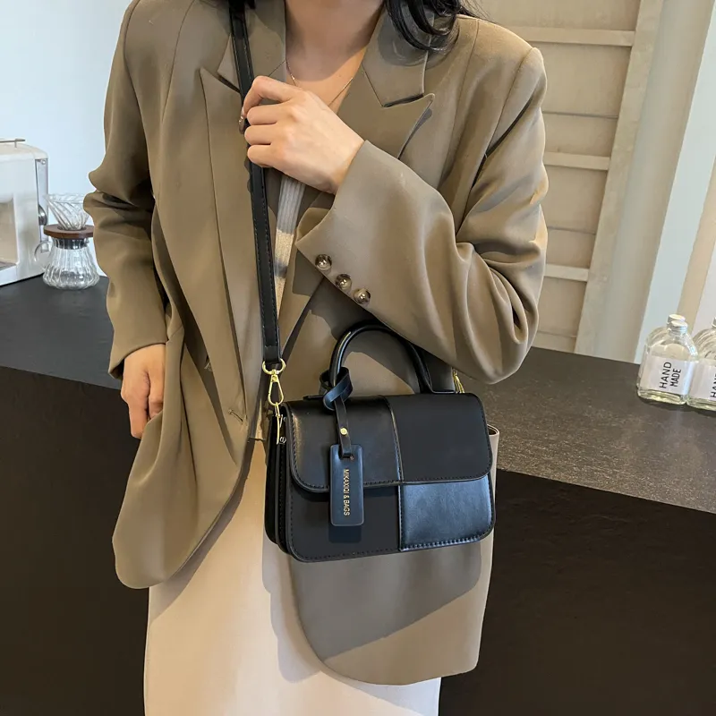 Yalu PU Shoulder Bag, Crossbody Bag, Handbag Women's Black/Ecru/Brown-2