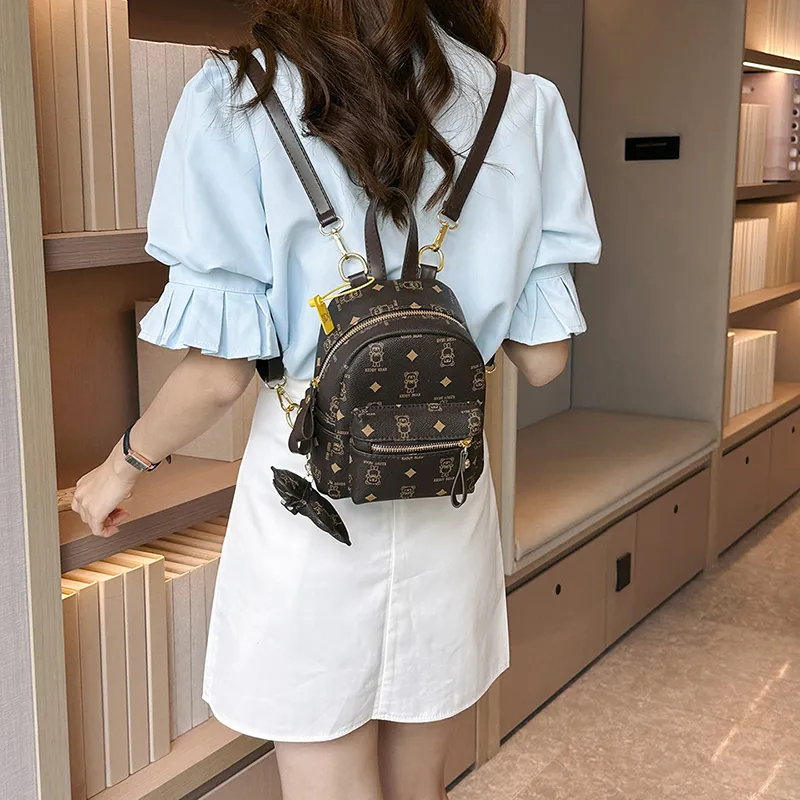 Yalu PU Backpack Women's White/Pink/Coffee/Brown-11