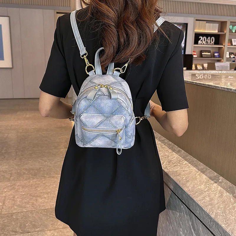 Yalu PU Backpack Women's Black/Blue-11