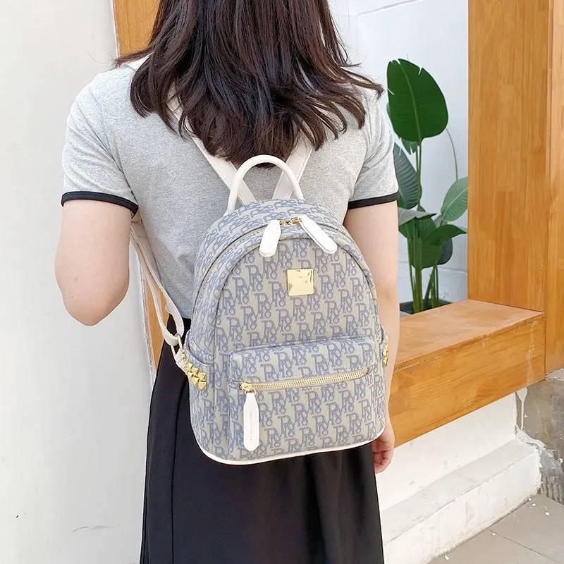 Yalu PU Backpack Women's Gray Blue/Black-6