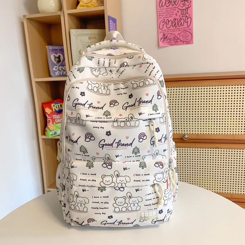 Yalu Nylon Backpack Regular Unisex Black/Purple/Green/Blue/Pink/White-29