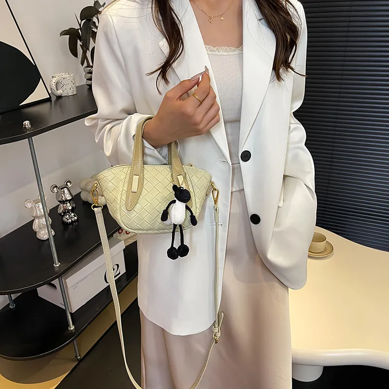 Yalu PU Handbag, Shoulder Bag, Crossbody Bag Women's Ecru/Light Yellow/Silver-10