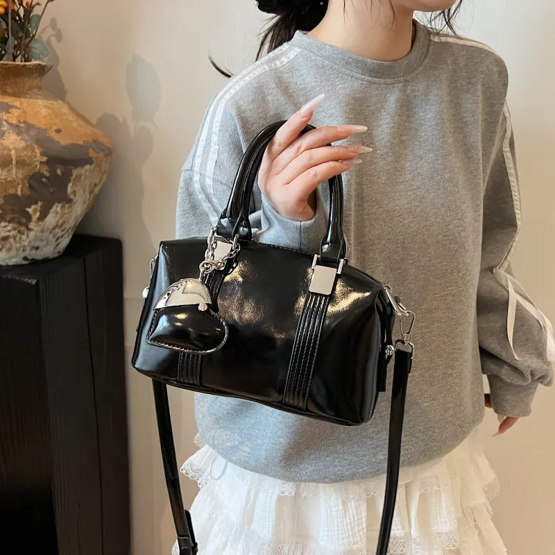 Yalu PU Handbag Women's Black/Light Yellow/Light Pink/White-3