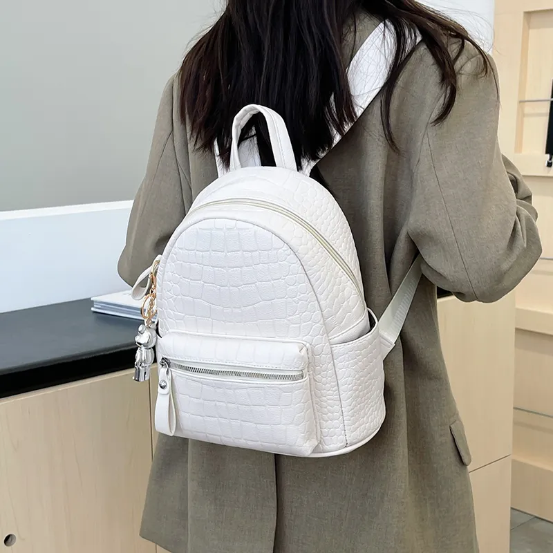 Yalu PU Backpack Women's Black/White-13
