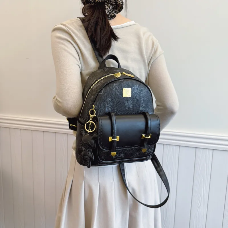 Yalu PU Backpack Women's Ecru/Brown/Pink/Black-23