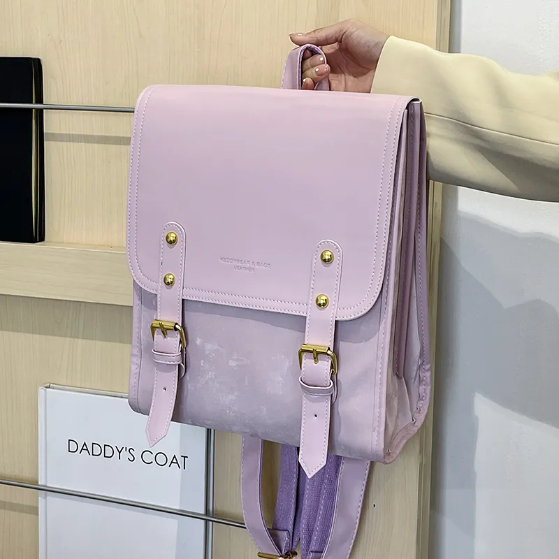 Yalu PU Backpack Women's Pink/Ecru/Silver/Black-2