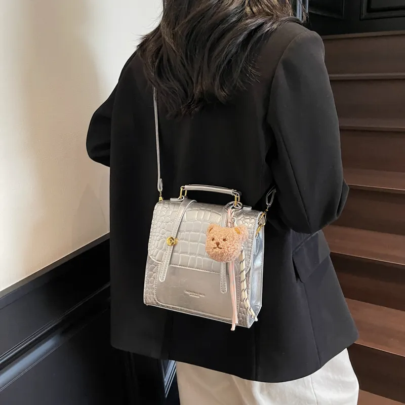 Yalu PU Backpack Women's Black/Ecru/Brown/Silver/Burgundy-24
