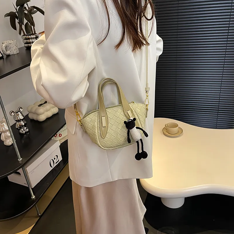 Yalu PU Handbag, Shoulder Bag, Crossbody Bag Women's Ecru/Light Yellow/Silver-12