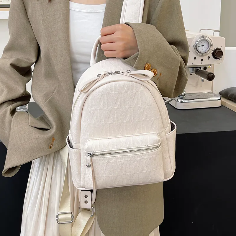 Yalu PU Backpack Women's Black/White-13