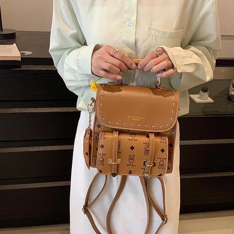 Yalu PU Backpack Regular Women's White/Brown/Pink/Coffee-16