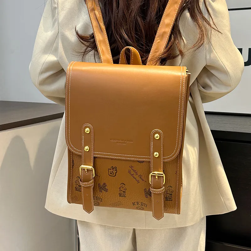 Yalu PU Backpack Women's White/Black/Pink/Brown-26