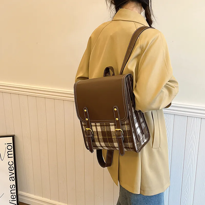 Yalu PU Backpack Women's Brown/Coffee-12