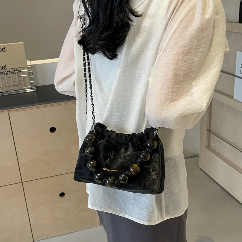 Yalu PU Portable Crossbody Bag, Shoulder Bag Women's Black/Ecru/Silver/Pink-4