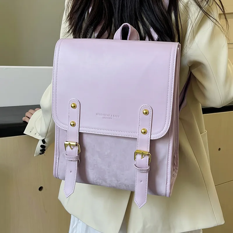 Yalu PU Backpack Women's Pink/Ecru/Silver/Black-6