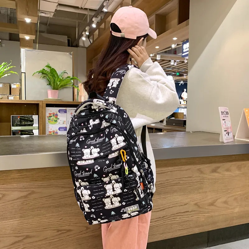 Yalu Nylon Backpack Regular Unisex Black/Purple/Green/Blue/Pink/White-3
