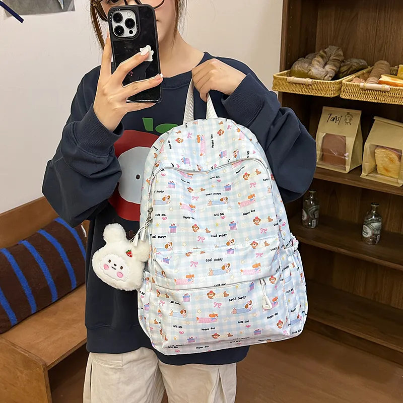 Yalu Nylon Backpack Regular Women's White Puppy/White Kitten-4