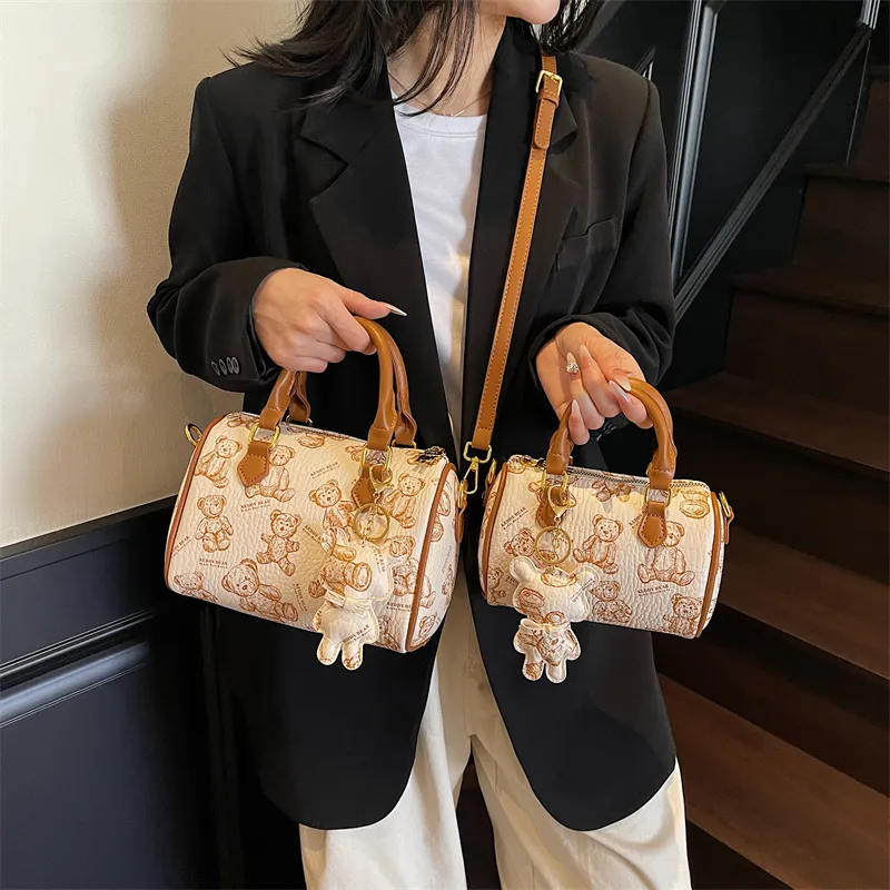 Yalu PU One Shoulder Handbag Women's White/Black/Pink/Brown-5