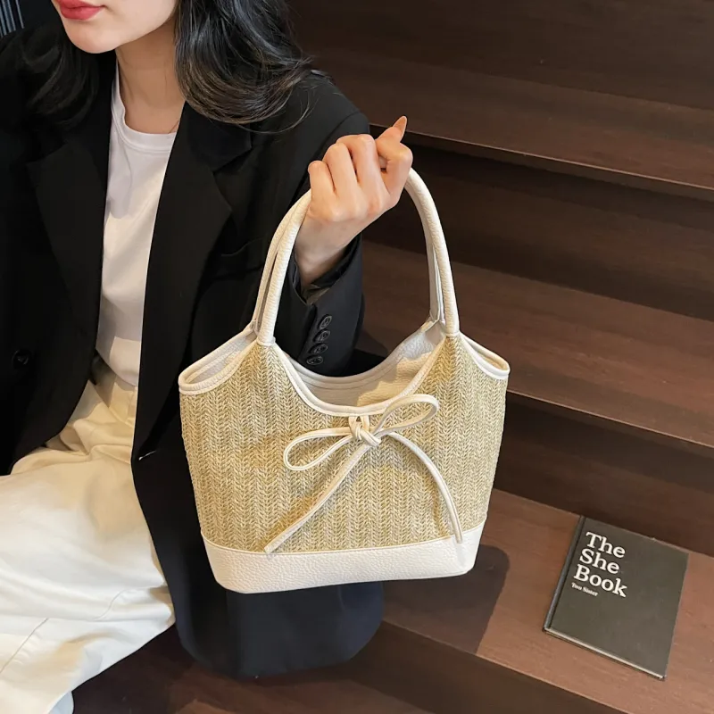 Yalu Straw Woven Shoulder Bag Women's Multicolor-18