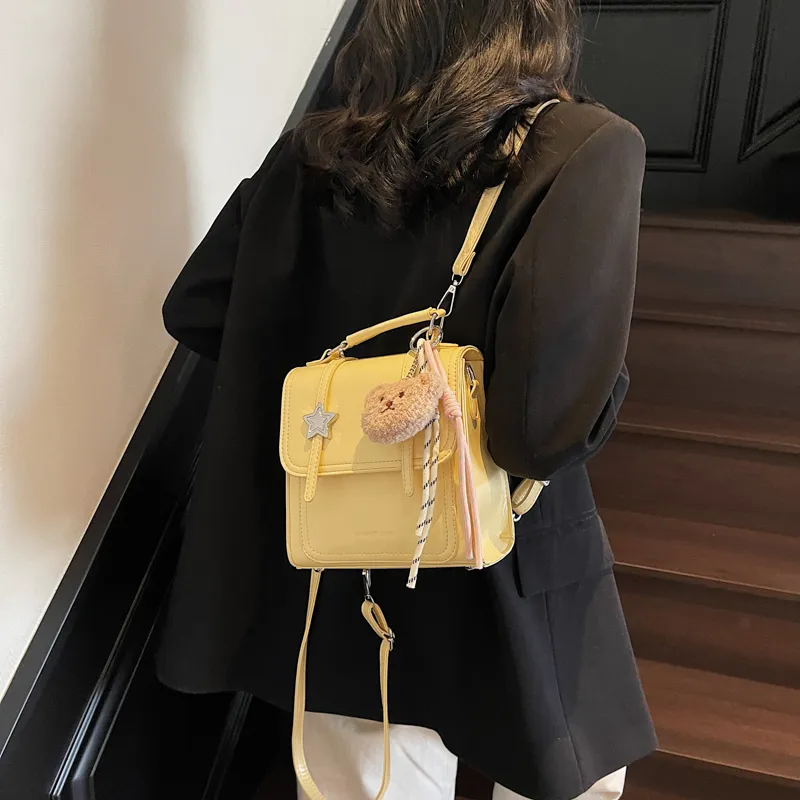 Yalu PU Backpack Unisex Black/Ecru/White Khaki/Silver/Yellow-25